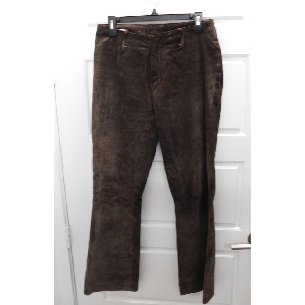 Fair Weather Women's Brown Genuine Suede Leather Wide Legs Boot Cut Pants sz 4